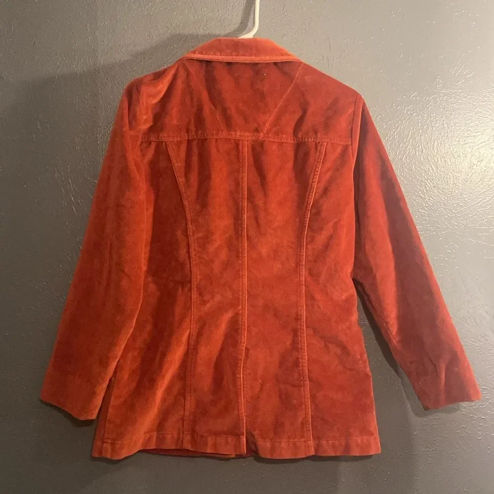 Vintage Velvety Burnt Orange Gotcha Covered Blazer Jacker Small - Picture 5 of 5